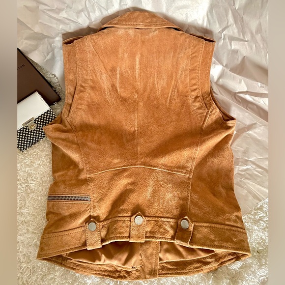 New BlankNYC Genuine Suede Leather moto vest size small camel sleeveless jacket - Picture 7 of 12